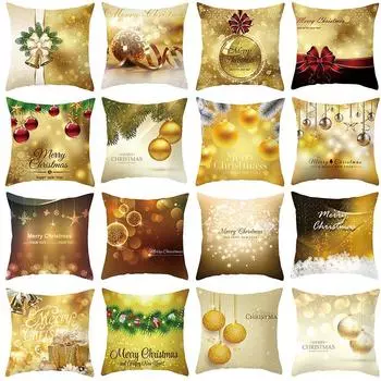 Золотая Рождественская наволочка, Рождественский золотой шар, диван, украшение для дома, наволочка 40x40cm