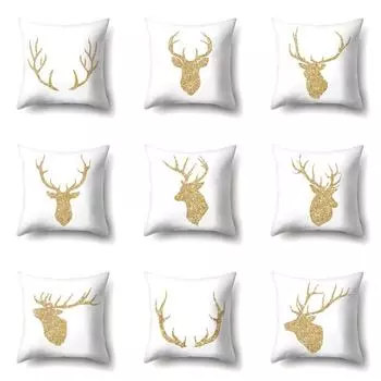 Золотая Рождественская наволочка с изображением лося, офисная наволочка, наволочка для гостиной, наволочка на талию 40x40cm