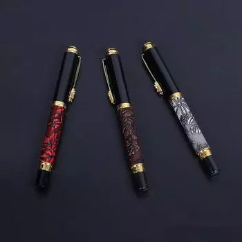 Роскошная шариковая ручка с золотистым зажимом в форме китайского дракона и резным корпусом коричневый