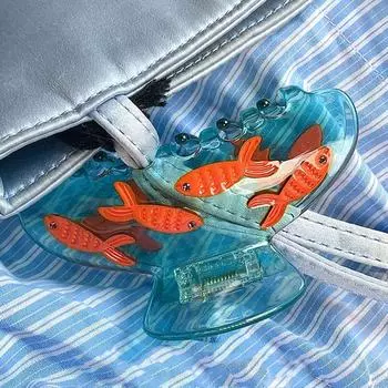 Золотая рыбка банка женская заколка для волос держатель для хвоста головной убор милый коготь для волос женский синий