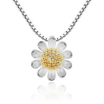 Золотая сердцевина цветка маленькая ромашка цветок ожерелье корейский стиль свежий подсолнух хризантема ключица ожерелье кулон для женщин