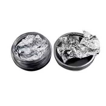 Золотая Серебряная Блестящая Фольга для Ногтей Наклейка Гель Клей Клей Передача Изображения Пайетки Хлопья Полное Покрытие Лазерная Наклейка Декор серебряный