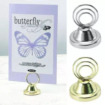 Золотая/серебряная подставка с номером стола, металлический зажим для бумаги, изысканный держатель ценника для вечеринки