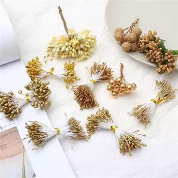 Золотая серия искусственный цветок вишни тычинки ягодный комплект DIY торт Рождественский свадебный подарок коробка Wrea 10