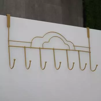 Золотая шляпа, крючки для одежды, вешалка для хранения одежды без гвоздей, креативная вешалка с 7 крючками над дверью, ванная комната