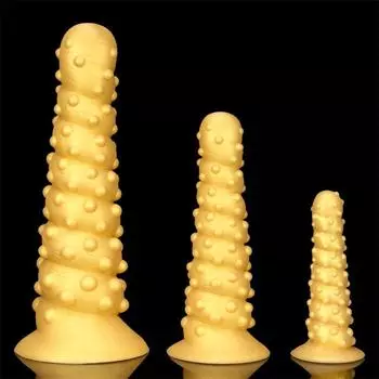 Золотая силиконовая гигантская присоска, большая анальная пробка, задняя анальная пробка с большой резьбой, бусина-осьминог, анальный расширитель S