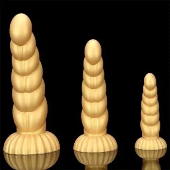 Золотая силиконовая мягкая толстая анальная пробка, задний фистинг, анальный расширитель, женский анальный мастурбатор S