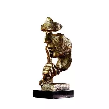 Золотая скульптура с современными украшениями, статуя мыслителя