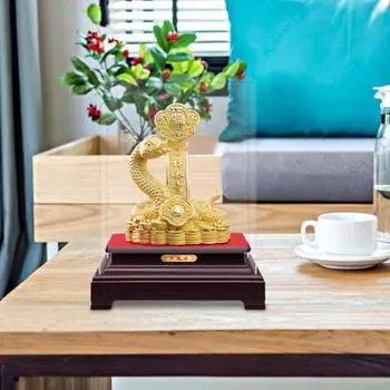 Золотая скульптура змеи, настольное украшение «Год змеи», фигурка змеи со знаком зодиака «Удача» A