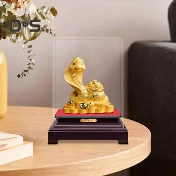 Золотая скульптура змеи, украшение для стола, год змеи, удача, зодиакальная фигурка змеи для домашнего офиса, декор D