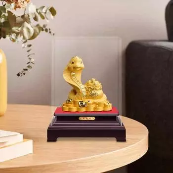 Золотая скульптура змеи, украшение для стола, год змеи, удача, зодиакальная фигурка змеи для домашнего офиса, декор C