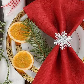 Золотая снежинка, рождественское украшение для салфеток, подходит для рождественских украшений на День благодарения