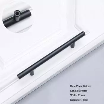 Золотая Современная Роскошь Одно отверстие Белая Мебельная фурнитура Ручка для шкафа Дверные ручки Ручка для ящика black-160mm