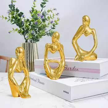 Золотая статуэтка Мыслителя для домашнего декора | Декор стола (Упаковка 1 шт., золотистый)