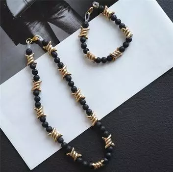 Золотая толстая цепочка из ежевичного железного шипа, титановое стальное ожерелье, хип-хоп, панк, ключичная цепочка, вулканический камень