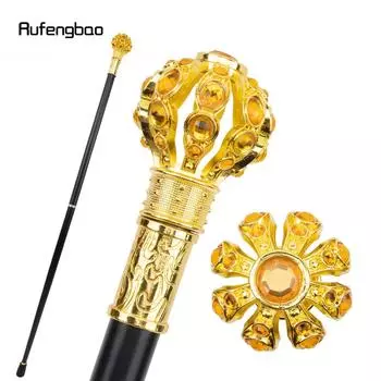 Золотая трость с искусственным бриллиантом, декоративная трость вампира, винтажная модная трость для вечеринки, Хэллоуин, посох 93 см