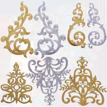 Золотая вышитая нашивка для сценического костюма и платья