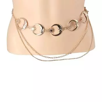 Золотая звезда All-match Женская цепочка на талию Металлические пояса на талию Корсетные цепные ремни Цепочка для тела D
