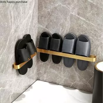 Золотистая металлическая полка, настенная полка для хранения вещей, полка для тапочек, полки для ванной комнаты, настенный органайзер, держатель для хранения вещей