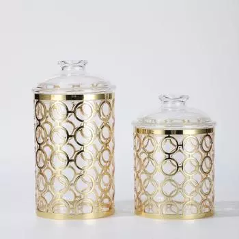 Золотистая прозрачная стеклянная герметичная банка для хранения цельных зерен, влагонепроницаемая коробка для хранения сухих продуктов, герметичная банка для кухни и домашнего хозяйства