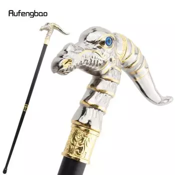 Золотисто-белая трость для ходьбы с изображением динозавра, модная декоративная трость для джентльмена, элегантная трость для косплея, набалдашник, посох 93 см