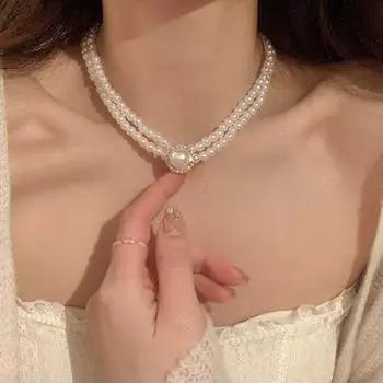 Золотисто-белая жемчужная цепочка чокер ключичная цепочка ювелирные изделия жемчужная цепочка бусины подарки белый