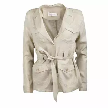 Золотисто-бежевая льняная куртка сафари с длинными рукавами Vioni Женский LA PETITE ETOILE