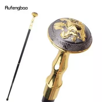 Золотисто-черная трость с рельефным тотемом единства и веры, модная трость для ходьбы, посох джентльмена, набалдашник, трость для ходьбы 94 см