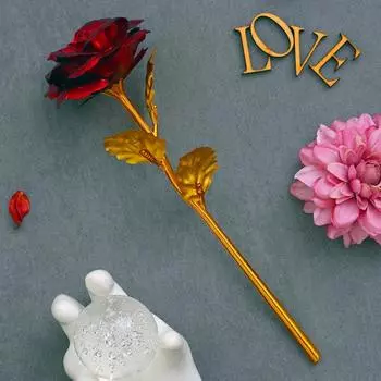 Золотисто-красная роза, выставочный экспонат | Подарок на День розы, День святого Валентина для девушки, парня, мужа, жены, для нее, для него | День святого Валентина