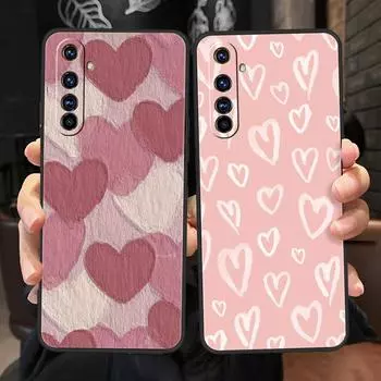 Золотисто-розовый блестящий сердечек для Realme 11 10 9 8 5G 7 6 GT2 Pro Plus C21 C11 C25 C35 чехол для Realme GT Neo 2 3 3T чехол для телефона Realme GT2 Pro
