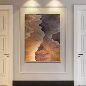 Золотисто-желтая волнистая линия, мелкий песок, холст, картина, скандинавские пейзажные постеры и принты, настенная художественная картина, современный декор для спальни 20*40cm