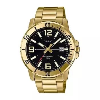 Золотистые аналоговые мужские часы, Gold Analog Men s Watch, Casio