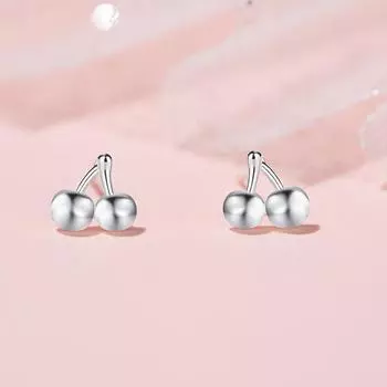 Золотистые милые серьги-гвоздики в виде вишни женские темпераментные легкие роскошные серьги-фрукты