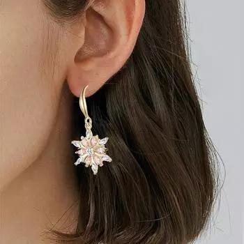 Золотистые серьги-крючки, милые рождественские серьги, дизайн в виде снежинок белого цвета, длинные серьги для женщин One Size белый