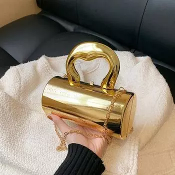 Золотистый цилиндрический вечерний клатч для женщин, свадебная званая вечеринка, сумка через плечо, роскошные дизайнерские кошельки и сумки серебряный