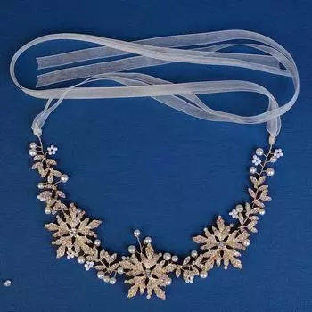 Золотистый цвет Кристалл Жемчуг Повязка на голову Ободок Тиара Для женщин Невеста Стразы Свадебные Свадебные Аксессуары для волос Ювелирные изделия Лоза Лента