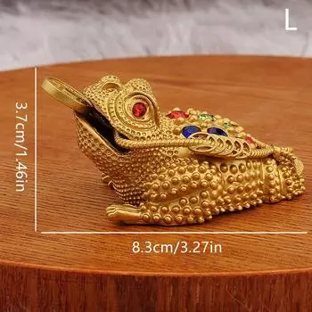 Золотистый цвет Статуэтка денежной лягушки Фэн-шуй Трехлапая жаба богатства Золотая фигурка Удача Лягушка удачи Домашний офис Декор Подарки