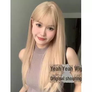 Золотистый длинный прямой парик для женщин - натуральная Лолита, JK Style, полное покрытие головы