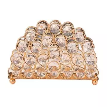 Золотистый кристалл, отдельно стоящий держатель для салфеток для украшения дома и офиса, элегантная овальная подставка для бумажных полотенец, диспенсер для салфеток