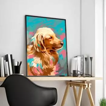 Золотистый ретривер, красочные постеры с собаками и животными, настенные художественные принты на холсте, современные простые картины для гостиной, домашний декор, фотографии 21x30cm No Framed белый