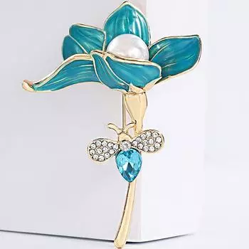 Золотистый тон брошь-цветок булавка броши со стразами украшения в виде пчелы подарки на вечеринку