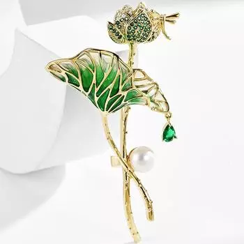 Золотистый тон Лотос Цветок Брошь Булавка Кристалл Стразы Броши Украшения Для Вечеринки Подарок розовый