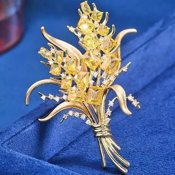 Золотистый тон пшеничные колоски брошь булавка броши со стразами свадебные украшения подарки