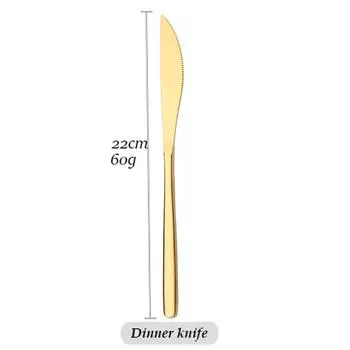 Золото 304 Нержавеющая сталь Зеркало Вилка Ножи Ложки Набор столовой посуды Портативный кухонный набор посуды Яркий набор столовых приборов 1pcs Dessert Fork