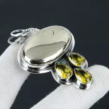 Золото апачского пирита, серебряная подвеска с драгоценным камнем цитрином, ювелирная подвеска из стерлингового серебра 925 пробы, золотая подвеска с натуральным апачским пиритом для женщин 2.55