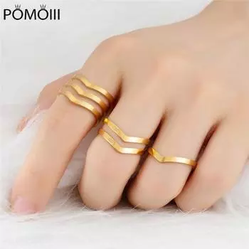 Золото Серебро Цвет Новая Мода Нержавеющая Сталь Геометрические Гладкие Волны Кольцо Открытый Палец Кольцо Для Женщин Ювелирные Изделия Тренд Кольца Resizable