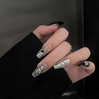 Золото Серебро Денежная Змея Солнце Луна Звезда Наклейки для ногтей Высококачественные бронзирующие слайдеры для ногтей DIY Маникюр Наклейка Декор белый