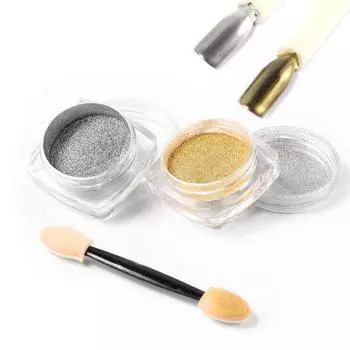 Золото, серебро, волшебное зеркало, хромированный порошок, губка, палочка, пыль, лак для ногтей, сделай сам, пигмент, блестки золотой