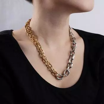 Золото смешанного серебряного цвета асимметричное цепное колье-чокер для женщин толстое звено цепи колье-чокер ювелирные изделия подарок на день святого валентина