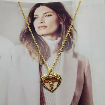 Золотое бриллиантовое сердце, цепочка на ключицу, эмалированное колье с капельками масла